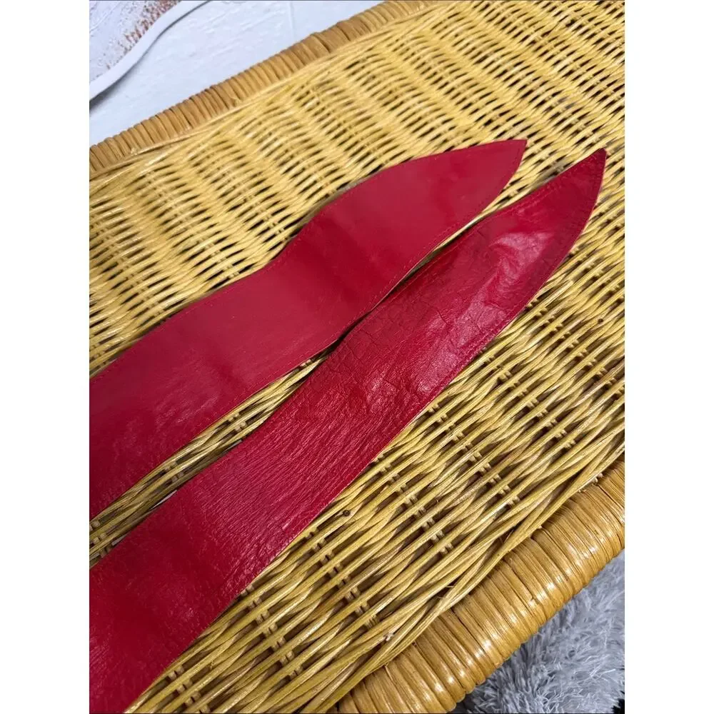Leather Wrap Tie Belt Red Vintage